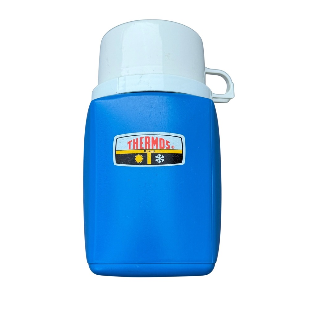 Vintage Thermos King Seeley Blue 8 oz Insulated Bottle Cup‎ Lid USA Camping